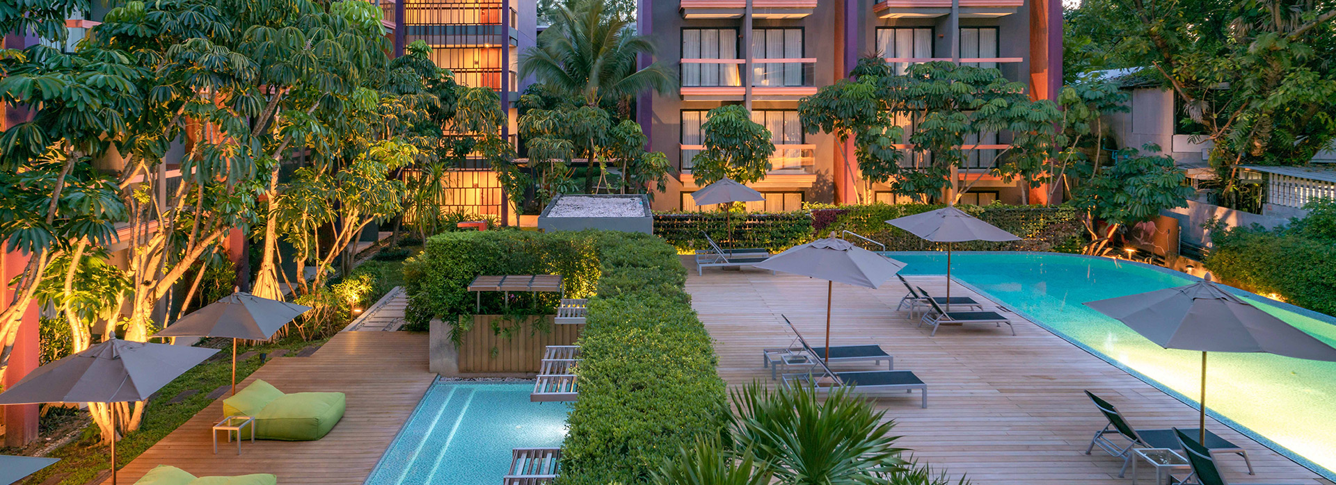 Enjoy the serene ambiance of our room with a pool view